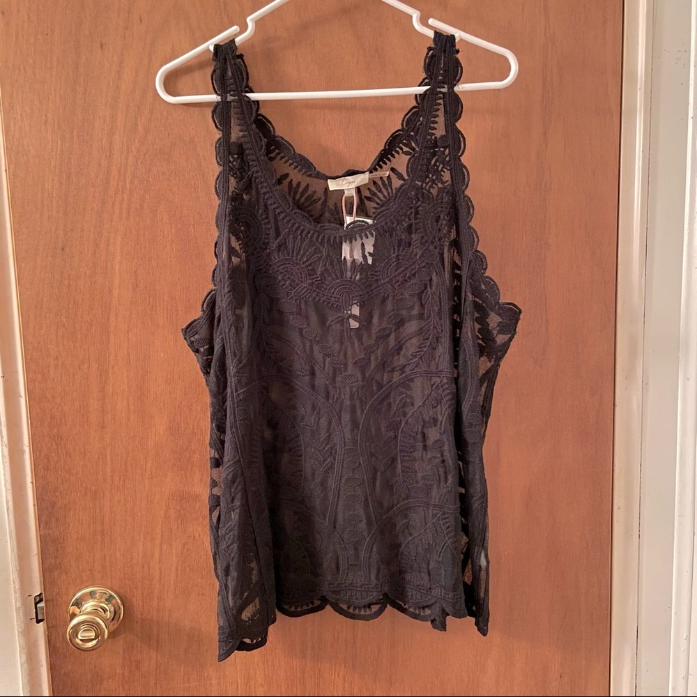 Sheer lace knit tank size large nwt